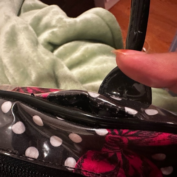 Betsey Johnson Gray and Pink Polka Dot Cosmetic Bag - Picture 12 of 12